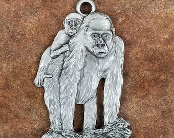 Gorilla, Gorilla Pewter Ornament, Gorilla Figurine, Gorilla Sculpture, Ape Figurine, Ape Sculpture, African Figurine, African Sculpture