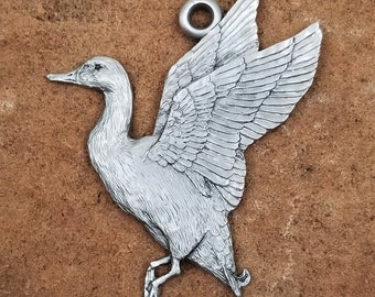 Duck, Duck Pewter Ornament, Mallard Ornament, Metal Bird Sculpture,
