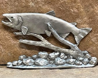 King Salmon pewter Figurine, Fish Figurine, Fish Art, Aquatic Art, Wildlife Art, Nature Art, Fish Sculpture, Wildlife Figurine, Fishing Gift