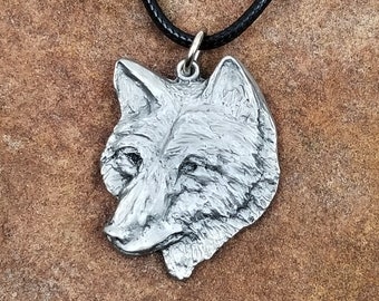 Red Wolf Pewter Necklace, Pewter Wolf Pendant, Wolf Figurine, Wolf Art, Metal Wolf Sculpture, Wildlife Pendants, Nature Pendants