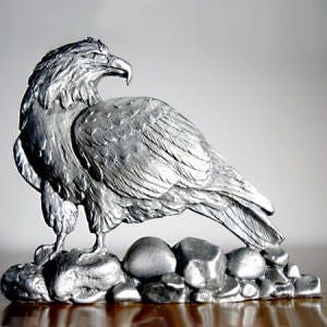 Bald Eagle Figurine, American Bald Eagle Art, Pewter Bald Eagle, Eagle Sculpture