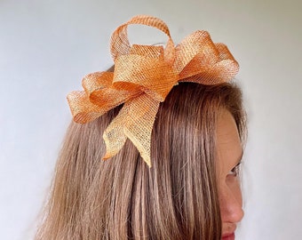 Burnt Orange Sinamay Fascinator: Looped Races Hair Clip
