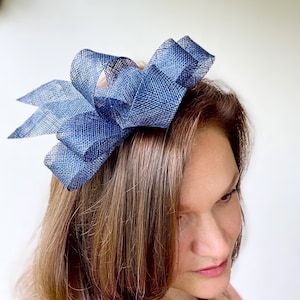 Navy Blue Sinamay Fascinator: Looped Clip-In Hatinator