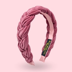 Dusty Pink Velvet Plaited Headband: Wedding Guest Fascinator