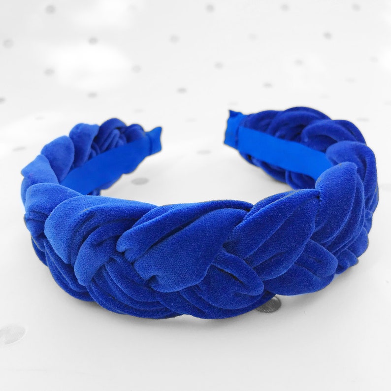 Cobalt Blue Plaited Velvet Headband Blue Velvet Plaited - Etsy UK