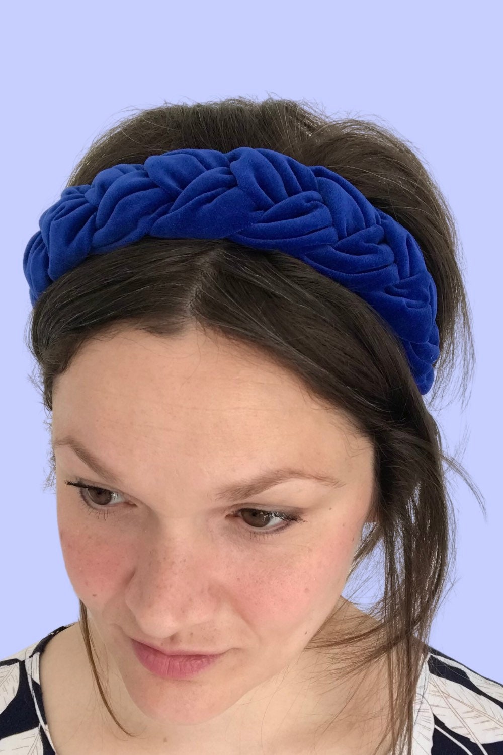 Cobalt Blue Plaited Velvet Headband Blue Velvet Plaited Etsy Uk