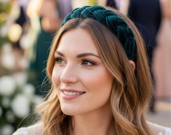 Dark Green Velvet Headband for weddings Wedding Guest fascinator alternative green velvet headband fascinator alternative for wedding guests