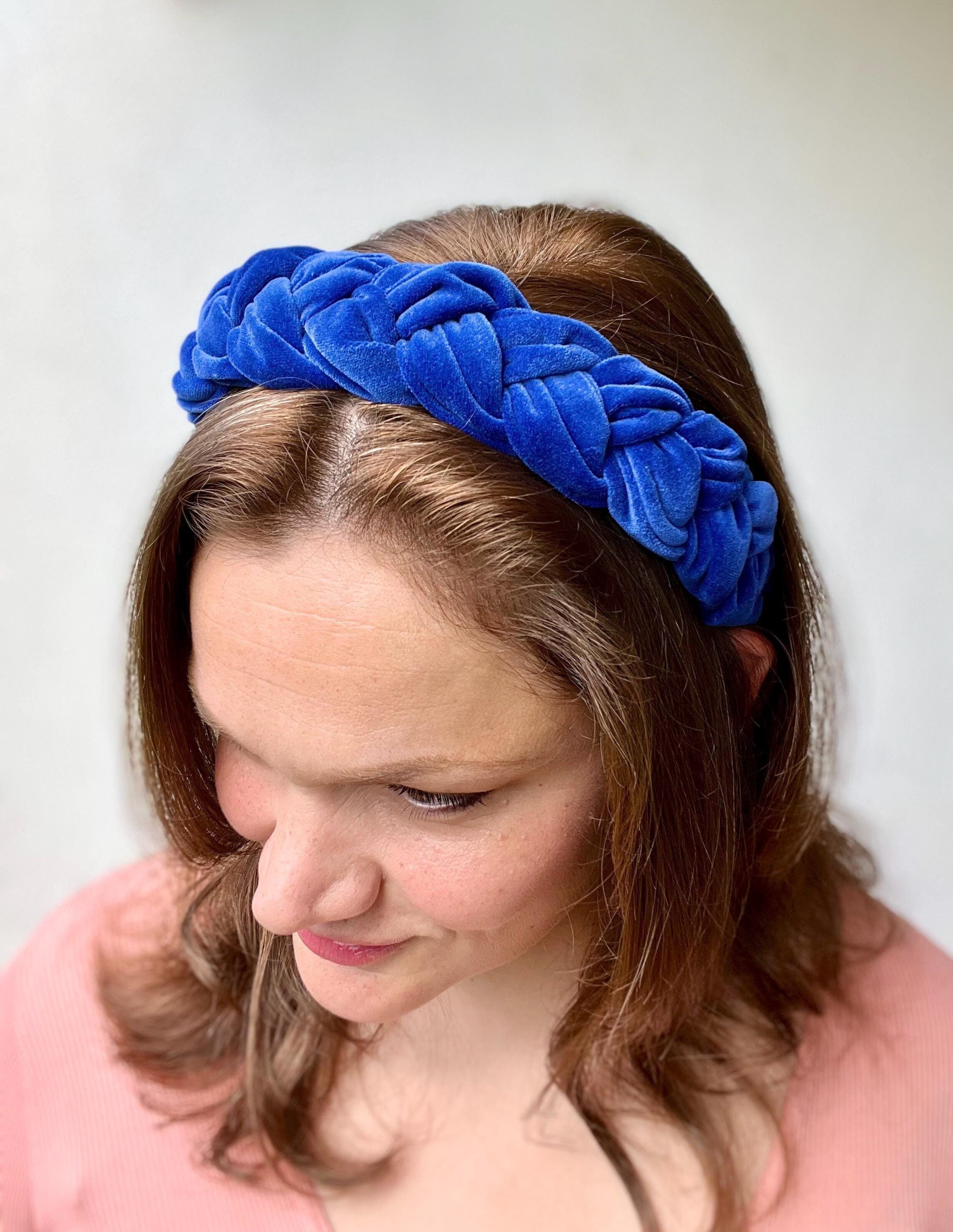 Royal Blue Velvet Headband for Wedding Guests Cerulean Blue 