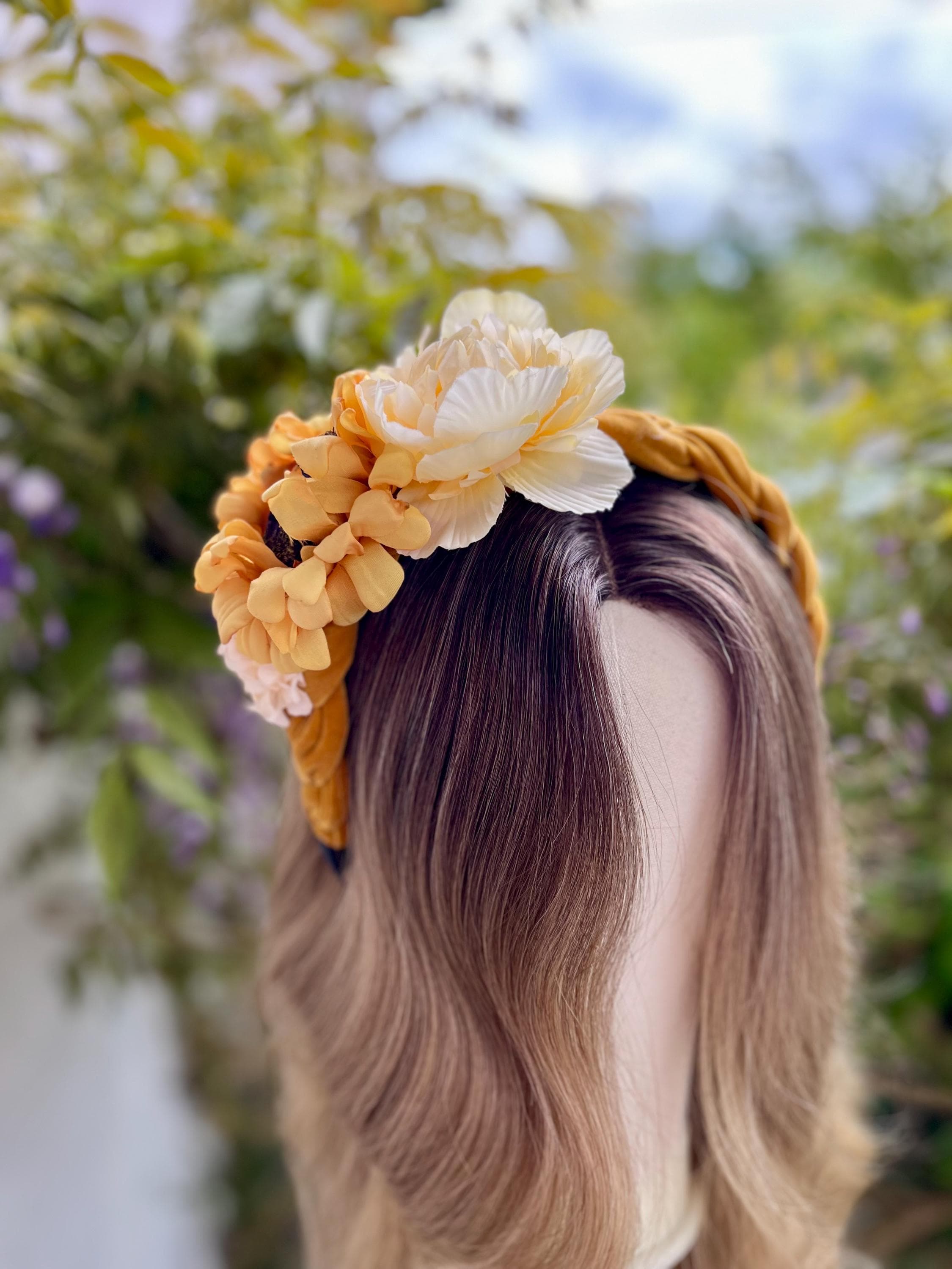 Sonnenblumen-Haarbänder – 2 Stück Set, Gelb & Weiß, Mit 11 Blüten Pro Band