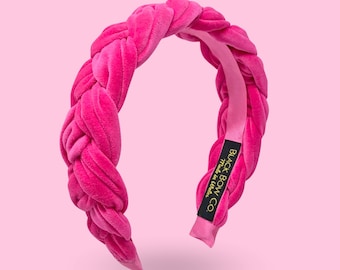 Bright pink plaited velvet hairband, hot pink headband, hot pink fascinator, wedding guest headband, pink wedding guest headband
