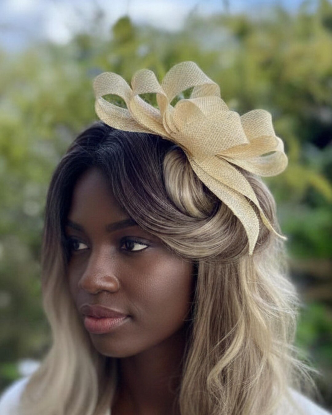 Evening Races Hair Butter Yellow Fascinator for Wedding Guests Butter Yellow Looped Races ...
