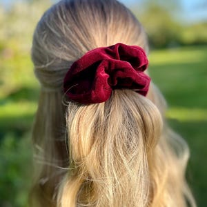 Burgundy Velvet Scrunchie: Oversized Cotton Velvet Hair Tie