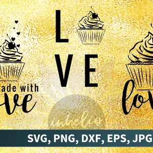 Cupcake SVG set // Baking SVG set, Cupcake design SVG, Baker svg, Cupcakes svg, Cupcake file, Made with love svg, Love cupcakes svg