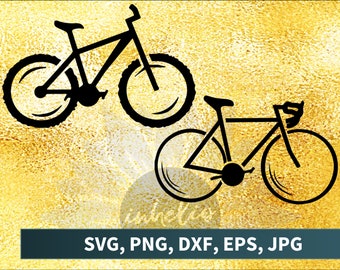 Bikes SVG set // Bike cut file, Bike SVG, Bicycle svg vinyl design, Bike png, Bike silhouette svg download, Mountain bike svg, Road bike svg