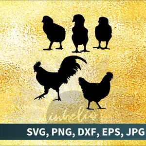 Chickens SVG set // Chicken digital file, Chicken vector vinyl design, Hen svg, Easter Svg, Rooster svg file, Chicks svg, Chicken silhouette