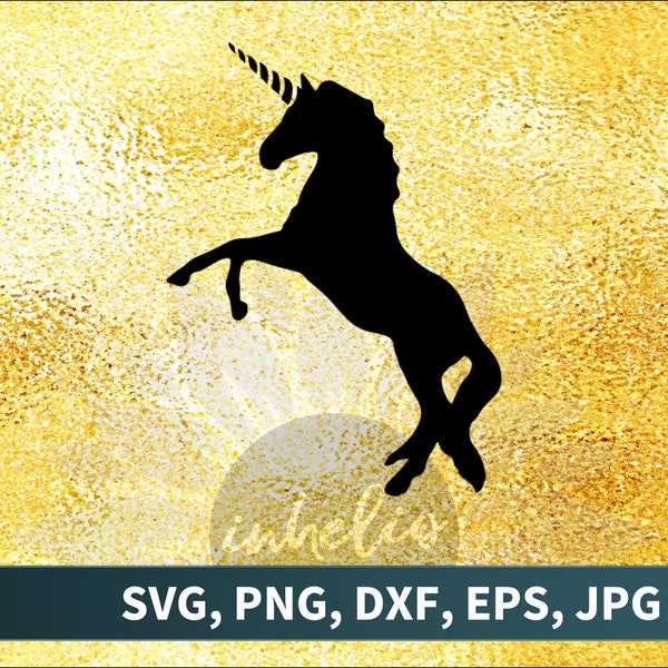 Unicorn SVG // Unicorn cut file, Png Dxf Eps SVG, Unicorn silhouette vector, Unicorn shape, Unicorn svg file, Unicorn download, Personal use
