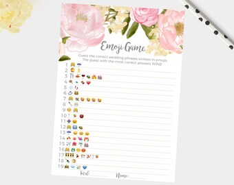 Emoji game cards, Emoji Pictionary, Bridal Shower Game, Wedding Emoji Game, Bridal Shower Games, Bridal Shower Emoji, printable emoji game