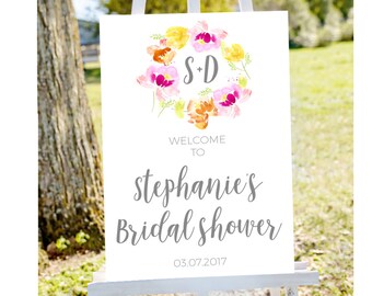 shower welcome sign, bridal shower welcome, welcome to bridal shower, Floral bridal shower, bridal shower sign,  spring bridal shower