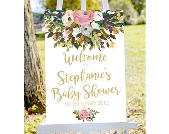 Baby shower welcome sign, Welcome to baby shower sign, pastel baby shower sign, girl baby shower sign, printable welcome sign, decorations