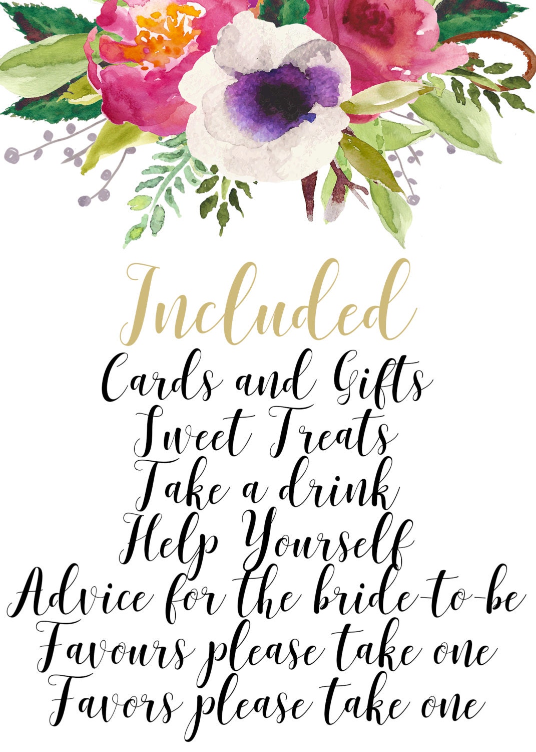 Bridal Shower Table Signs Bridal Shower Decorations Bridal Etsy Australia