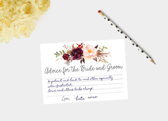 Printable Advice For The Bride And Groom Cards