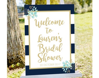 bridal shower sign, bridal shower welcome sign, nautical bridal shower, mint bridal shower, mint welcome sign, printable welcome sign