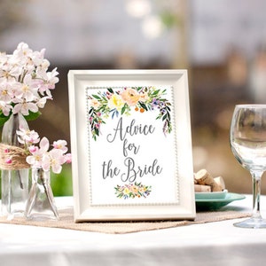 Bridal shower table signs, Cards and gifts sign, bridal shower decorations, Advice for the bride cards, bridal shower PRINTABLE table signs image 2