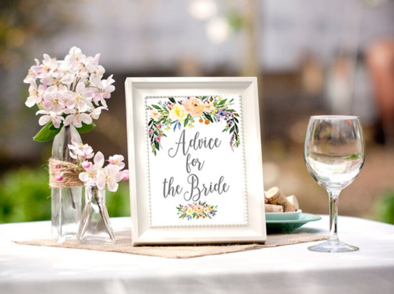 Bridal shower table signs, Cards and gifts sign, bridal shower decorations, Advice for the bride cards, bridal shower PRINTABLE table signs image 2