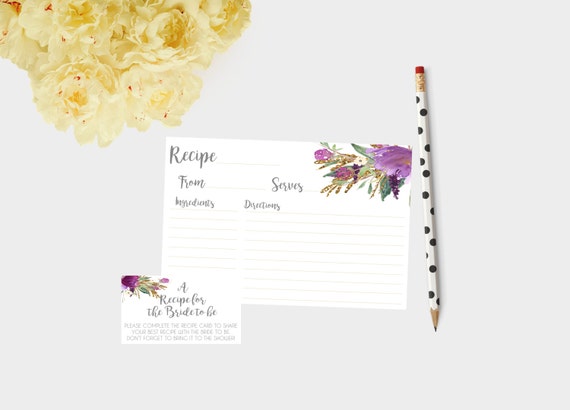 Printable Bridal Shower Recipe Cards Bridal Shower Recipes | Etsy