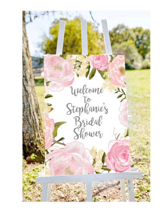 bridal shower welcome sign, pink and gold bridal shower sign, peony bridal shower sign, welcome to bridal shower sign, welcome shower sign Il_570xn