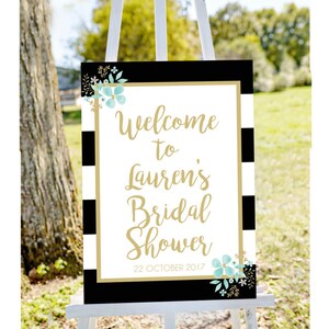 bridal shower sign, bridal shower welcome sign, nautical bridal shower, mint bridal shower, mint welcome sign, printable welcome sign image 2