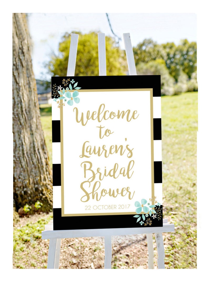 bridal shower sign, bridal shower welcome sign, nautical bridal shower, mint bridal shower, mint welcome sign, printable welcome sign image 2