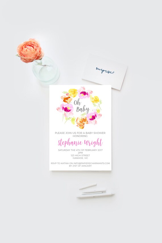 Baby Shower Invitations Baby Shower Invites Oh Baby Invite Summer
