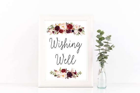 Wishing well sign, printable wishing well, wishing well card, wedding wishing well, wishing well signs, wishing well wedding, wishing well Il_570xn