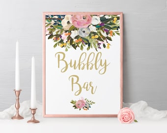 Printable bubbly bar sign, bridal shower bar sign bridal shower bubbly sign Bridal Shower Champagne Bar, Bubbly Bar print, bubbles bar sign