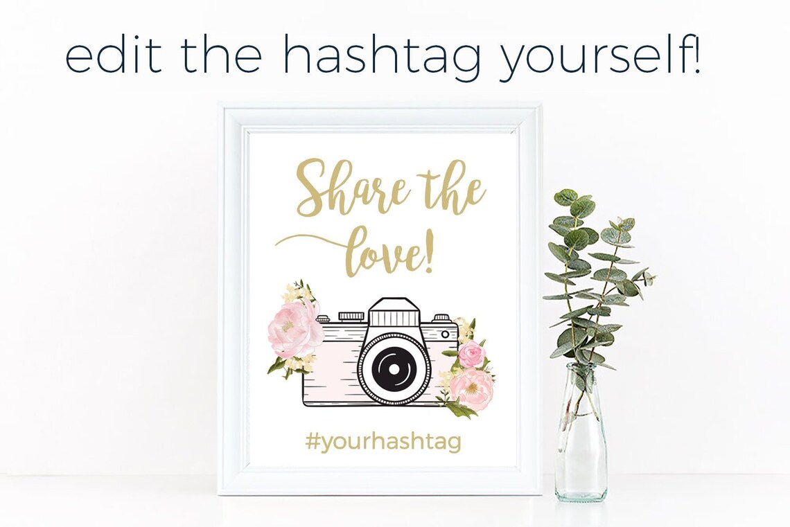 Hashtag Sign Bridal Shower Hashtag Shower Hashtag Sign Etsy