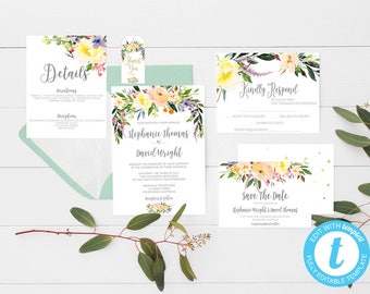 printable wedding invitations, floral wedding invitation, wedding invitation watercolor, willow tree wedding invite, wedding invites