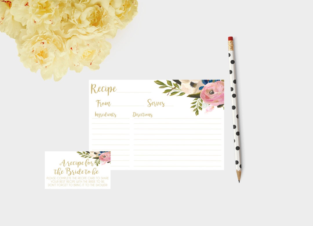 Printable Bridal Shower Recipe Cards Bridal Shower Recipes - Etsy