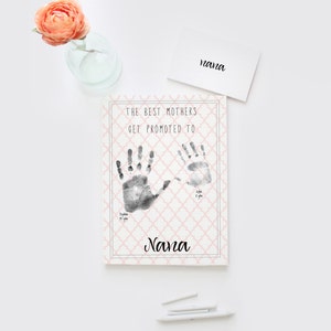 Mother's Day gift for nana, DIY printable, nana gift, handprints for nana, the best mothers get promoted, gift for grandmother, heartfelt image 1