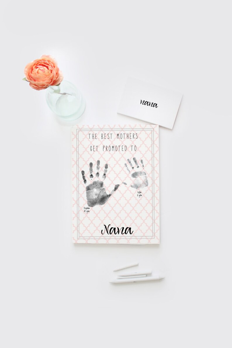 Mother's Day gift for nana, DIY printable, nana gift, handprints for nana, the best mothers get promoted, gift for grandmother, heartfelt image 1