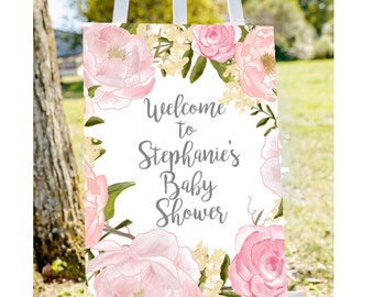 Baby shower welcome sign, Welcome to baby shower sign, pastel baby shower sign, girl baby shower sign, printable welcome sign, decorations