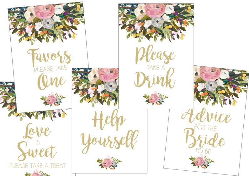 Bridal Shower Table Signs Bridal Shower Decorations Bridal Etsy