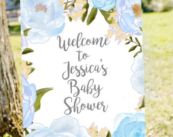 Baby boy shower welcome sign, Welcome to baby shower sign, blue baby shower, boy baby shower sign, printable welcome sign, shower decoration
