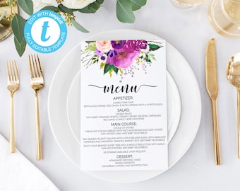 Wedding menus, printable wedding menus, wedding menu, roses wedding menu, wedding menu cards, printable menu cards, wedding menu card