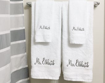 monogrammed towels etsy