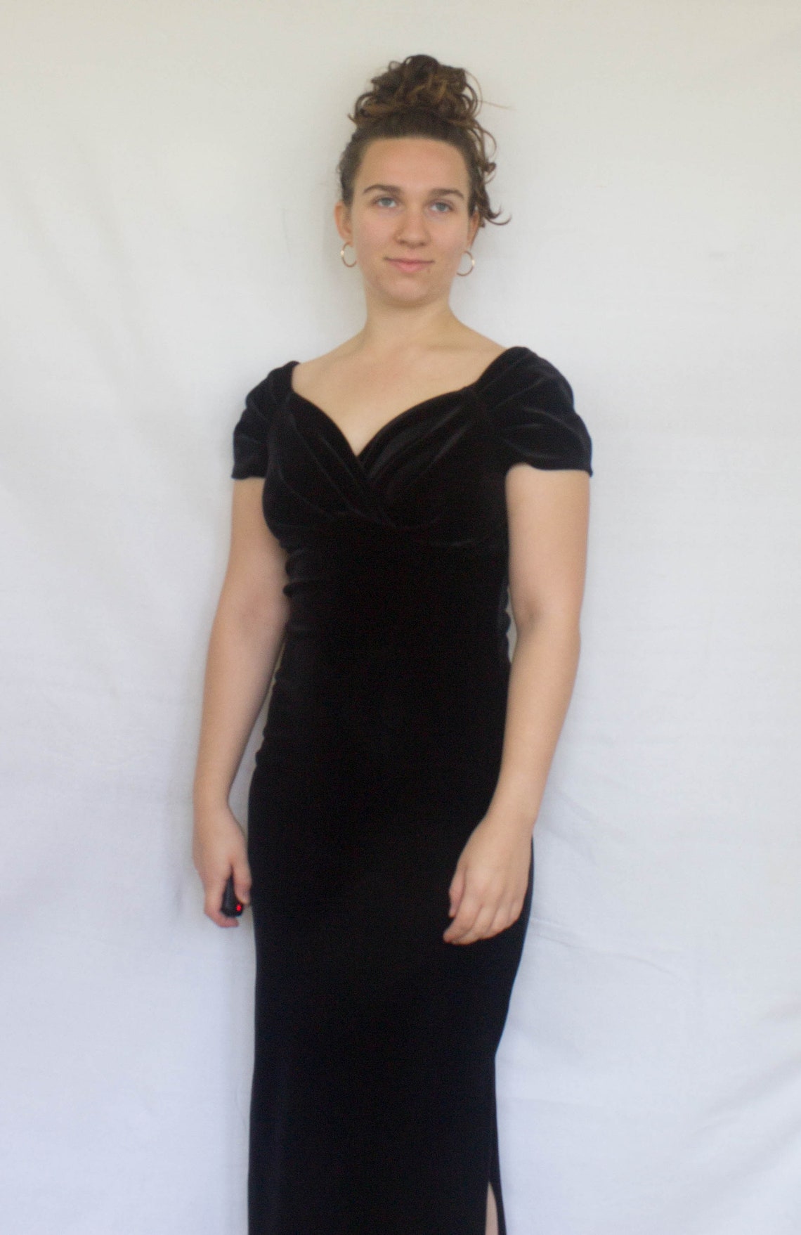 Classic Black Velvet Evening Gown Vintage Etsy