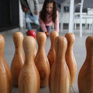 Outdoor Wooden Skittles Bowling Lawn Game Set image 4