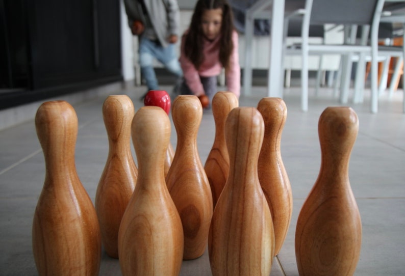 Outdoor Wooden Skittles Bowling Lawn Game Set image 4