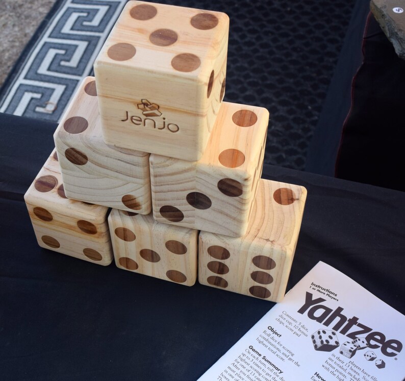 Giant Yahtzee Wooden Dice Game Set With Scorecards Etsy