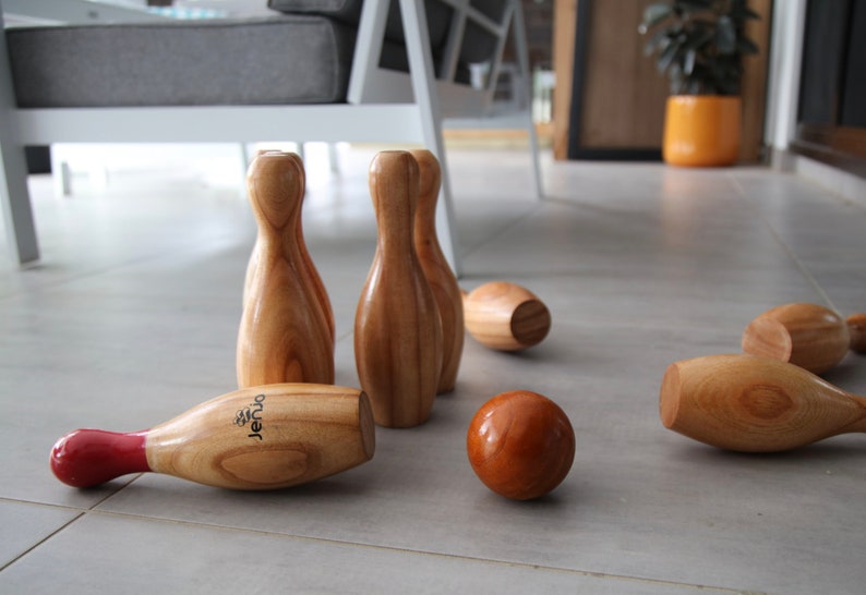 Outdoor Wooden Skittles Bowling Lawn Game Set image 7